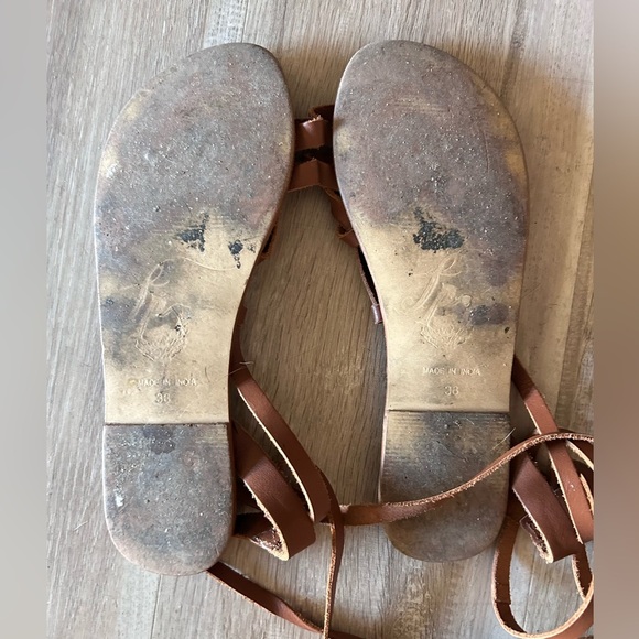 Free People Harpoon Wrap Strappy Sandals Leather Brown Size 38 (7.5-8) Women’s - Picture 8 of 8